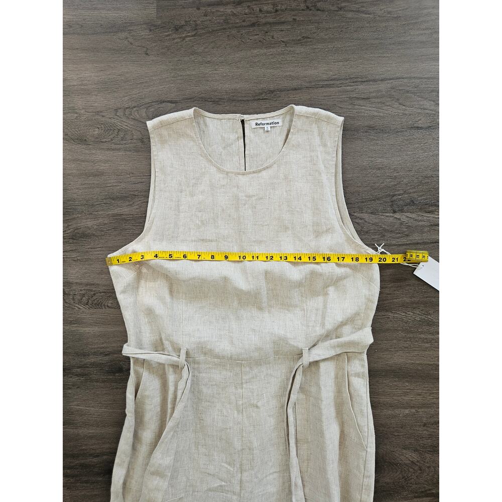 Reformation Women's Naomi Linen Jumpsuit Beige Natural NWT Size 12 - Picture 14 of 16